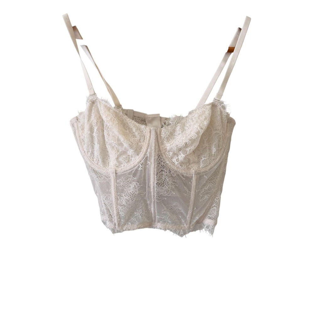 Victorias Secret Dream Angels Lace Bustier Corset Top 34C White Bridal NWT